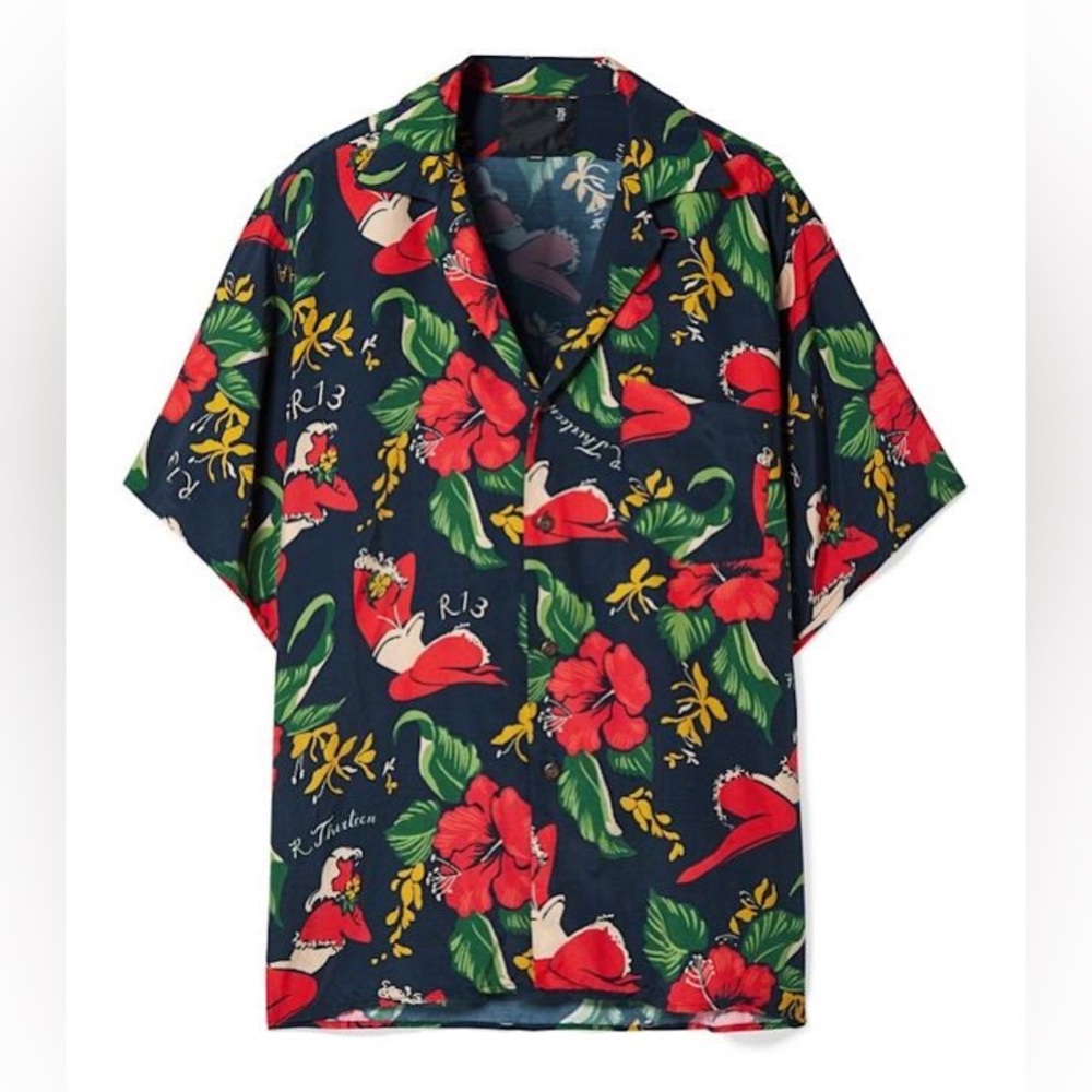 R13 Red Lady Hawaiian shirt. Size small